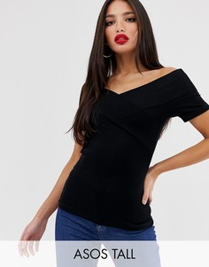 Черный топ с открытыми плечами ASOS DESIGN Tall