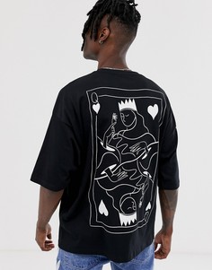 Oversize-футболка из органического хлопка с принтом ASOS DESIGN-Черный