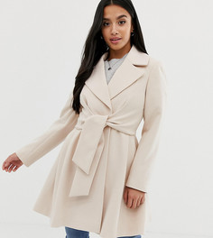 Короткое приталенное платье с поясом ASOS DESIGN Petite-Розовый