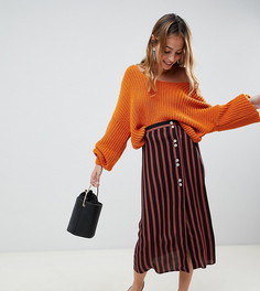 Юбка миди в полоску с контрастными пуговицами ASOS DESIGN Petite-Мульти