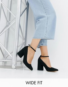 Туфли для широкой стопы на каблуке ASOS DESIGN-Черный