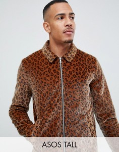 Спортивная куртка на молнии с леопардовым принтом ASOS DESIGN Tall-Светло-коричневый