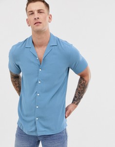 Голубая рубашка классического кроя из вискозы ASOS DESIGN-Синий