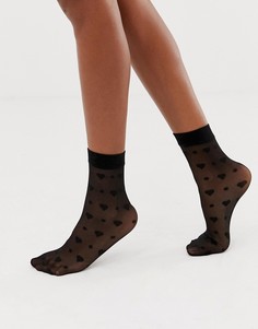 Носки в горошек и сердечки ASOS DESIGN-Черный