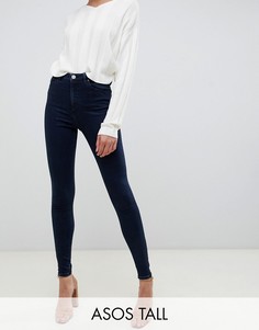 Джинсы скинни с завышенной талией ASOS DESIGN Tall Ridley-Синий
