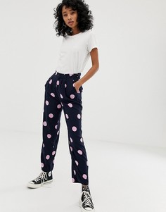 Брюки в горошек с широкими штанинами Pepe Jeans Luciana-Темно-синий