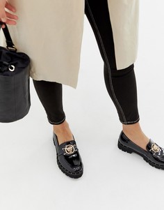 Черные туфли на толстой подошве с золотистой отделкой Glamorous-Черный