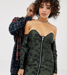 Камуфляжное платье мини с открытыми плечами ASOS DESIGN x LaQuan Smith-Мульти