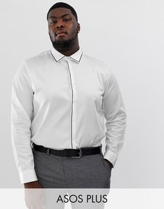 Белая рубашка классического кроя с черным кантом ASOS DESIGN Plus-Белый