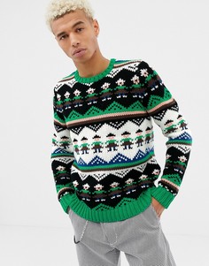 Плотный джемпер ручной вязки с узором ASOS DESIGN-Мульти