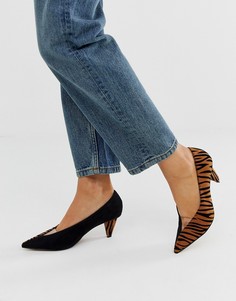 Туфли-лодочки на среднем каблуке и с принтом \тигр\" ASOS DESIGN Samina-Мульти