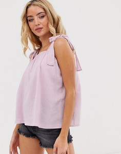 Фактурный повседневный топ с завязывающимися бретельками ASOS DESIGN-Черный