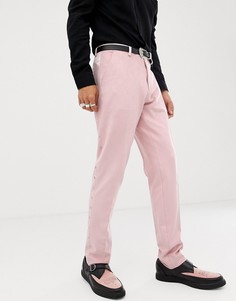 Розовые брюки скинни из искусственной замши с отделкой в стиле вестерн ASOS DESIGN-Розовый
