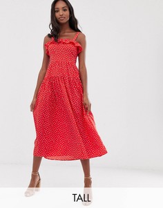 Платье макси в горошек Vero Moda Tall-Мульти
