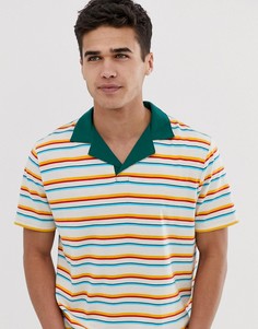 Свободное поло из органического хлопка в полоску ASOS DESIGN-Мульти