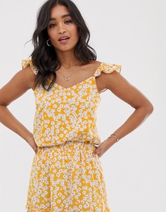 Топ с цветочным принтом и оборками Vero Moda-Мульти