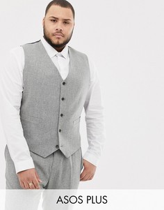Серый приталенный жилет ASOS DESIGN Plus wedding-Бежевый