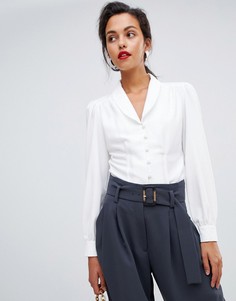 Чайная блузка с длинными рукавами и воротником ASOS DESIGN-Кремовый
