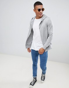 Серое меланжевое худи на молнии New Look-Серый