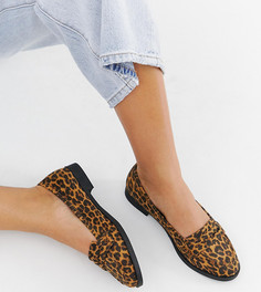 Туфли на плоской подошве для широкой стопы с леопардовым принтом ASOS DESIGN Minny-Мульти
