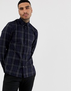 Темно-синяя рубашка в клетку с контрастными полосками Fred Perry-Темно-синий