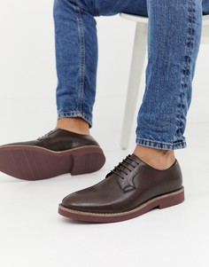Коричневые кожаные туфли на шнуровке с толстой подошвой ASOS DESIGN-Коричневый
