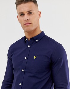 Темно-синяя оксфордская рубашка с длинными рукавами и логотипом Lyle & Scott-Темно-синий