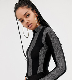 Боди в блестящую полоску с высоким воротом ASOS DESIGN x LaQuan Smith-Мульти
