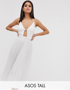 Плиссированное платье миди ASOS DESIGN Tall-Белый