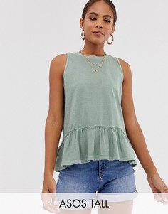 Свободная футболка без рукавов ASOS DESIGN Tall-Зеленый