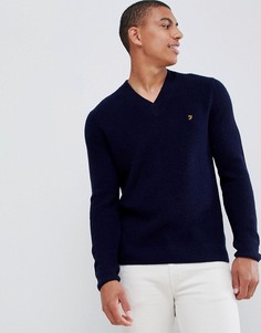 Темно-синий джемпер из овечьей шерсти Farah Shawn-Красный