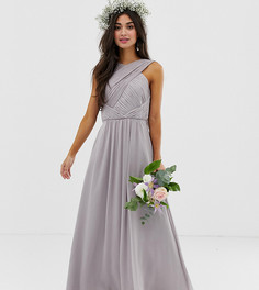 Драпированное платье макси ASOS DESIGN Petite Bridesmaid-Серый