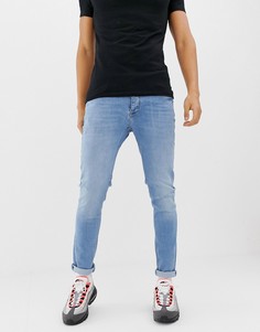 Голубые джинсы скинни с потертостями River Island-Синий