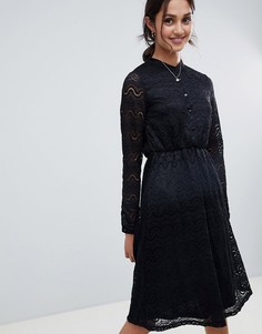 Кружевное платье-рубашка Yumi-Черный