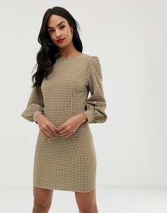 Платье в клетку с длинными рукавами Fashion Union-Зеленый