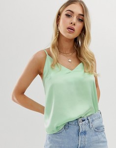 Атласный топ на бретельках ASOS DESIGN-Зеленый