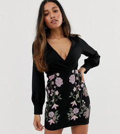 Платье-футляр мини с объемным принтом ASOS DESIGN Petite-Мульти