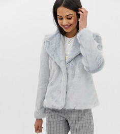 Голубая короткая шуба из искусственного меха Miss Selfridge-Синий