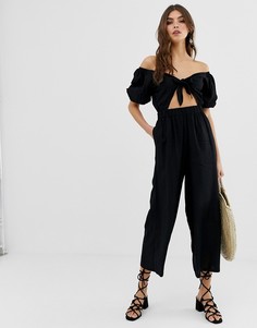 Комбинезон с пышными рукавами и завязкой ASOS DESIGN-Мульти