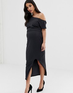 Платье миди с драпировкой ASOS DESIGN Maternity-Серый