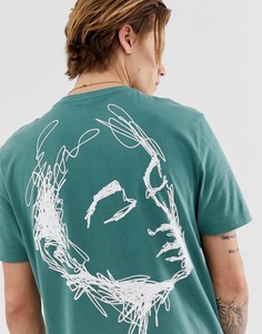 Свободная футболка из органического хлопка с принтом на спине ASOS DESIGN-Зеленый