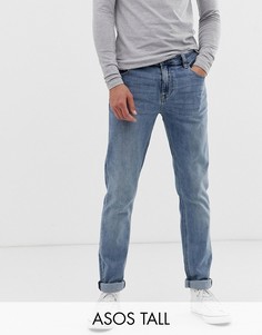 Выбеленные джинсы скинни в винтажном стиле ASOS DESIGN Tall-Синий
