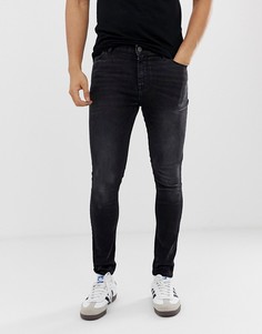 Выбеленные черные джинсы из эластичного денима с напылением ASOS DESIGN-Черный