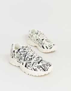 Белые кроссовки с принтом граффити ASOS DESIGN-Белый