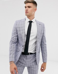 Синий приталенный пиджак в клетку River Island