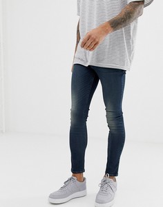 Плотные стретчевые джинсы с напылением ASOS DESIGN-Синий