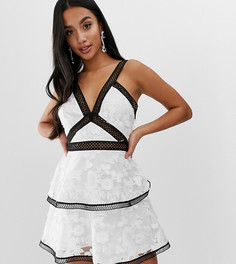 Платье мини с цветочной вышивкой ришелье ASOS DESIGN Petite-Мульти