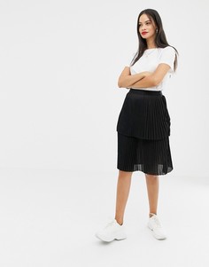 Плиссированная многоярусная юбка миди Unique21-Черный
