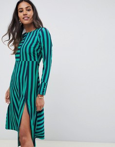 Платье миди в полоску ASOS DESIGN-Мульти