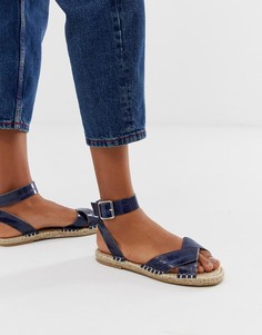 Сандалии-эспадрильи с эффектом крокодиловой кожи ASOS DESIGN Jiana-Темно-синий